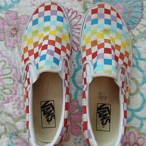 Vans rainbow checkered shoes